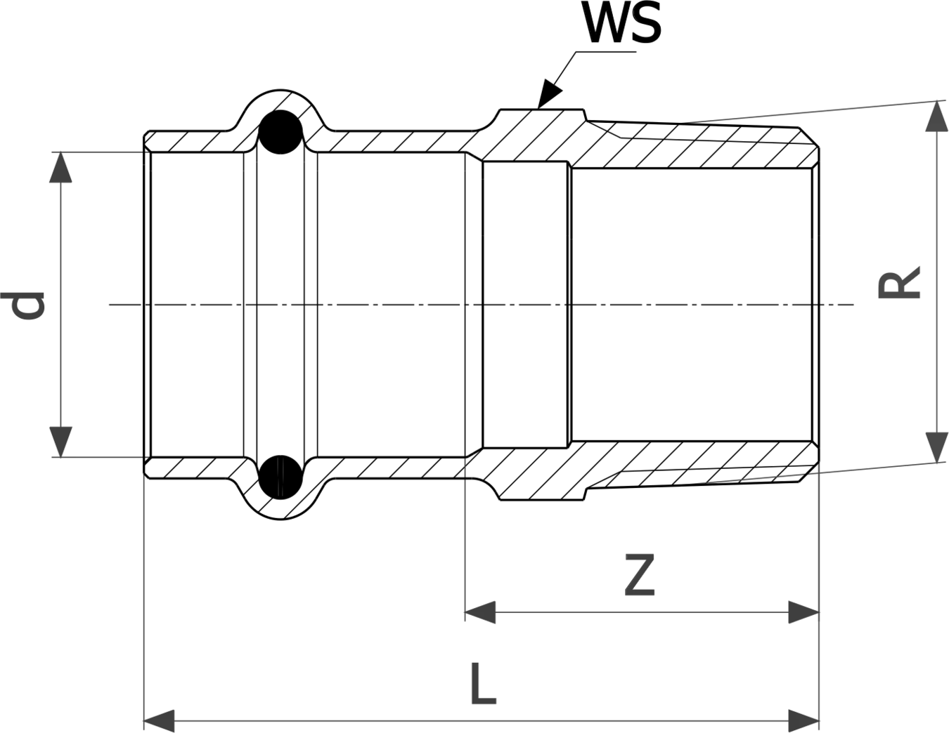 443 696 Модель 2211 Трубопроводные системы  Profipress  Переходники/​переходные угольники Santreyd  - Вид №3