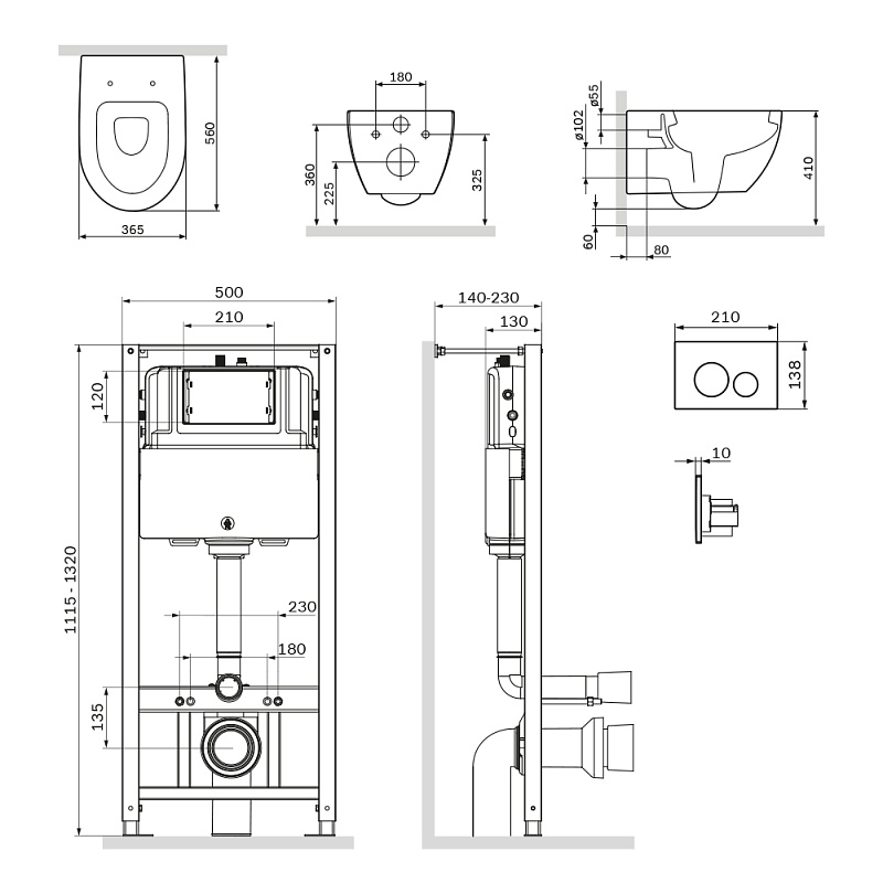 IS49051.111738 Комплект инсталляция с клав Pro L глянц хром с подвесным унитазом с сид м/лифт AM.PM Awe - Вид №7