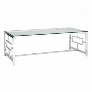 Журнальный столик стеклянный прозрачный с основанием серебро 120х60 см "Бруклин" STOOL GROUP  00-3881910 Серебро