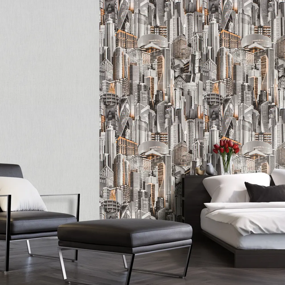 Обои бумажные Небо серо-желтые 0.53 м 1038-016 83596178 STLM-2082228 Santreyd НЕБОСКРЕБЫ - Вид №3