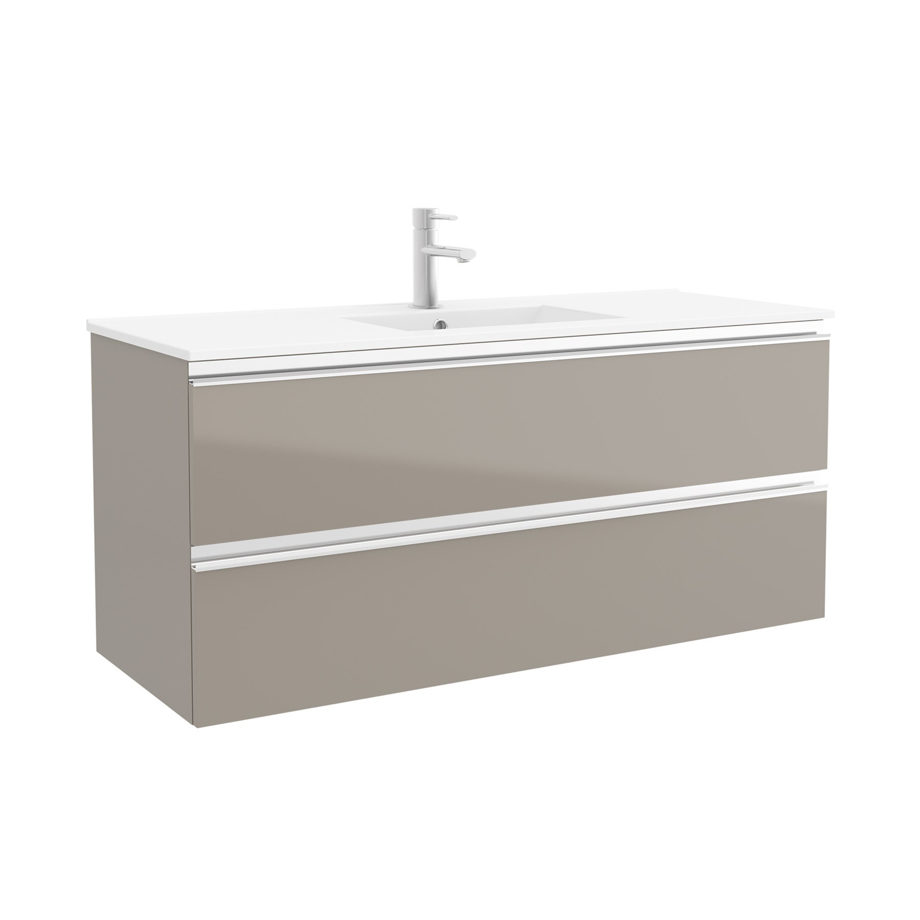 26642 SALGAR Мебель для умывальника SPIRIT 1200 2 металлических ящика GLOSS TAUPE 1194 x 540 x 450 мм Глянцево-серо-коричневый - Вид №1