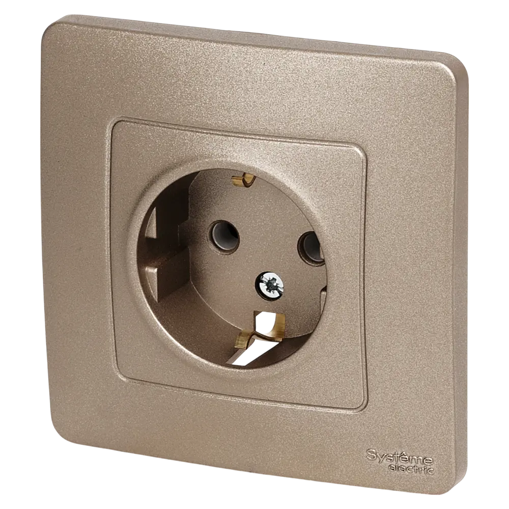 Розетка встраиваемая Systeme Electric Blanca с заземлением без шторок 16 А цвет титановый 84500084 STLM-2113027 - Вид №1