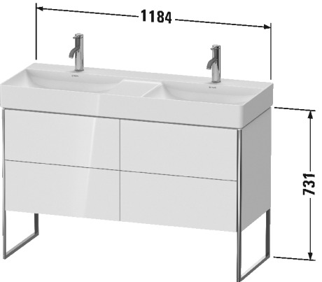 XS445603636 Тумбочка напольная XSquare #XS4456 1184 x 460 мм Белый шелковисто-матовый лак Duravit - Вид №1
