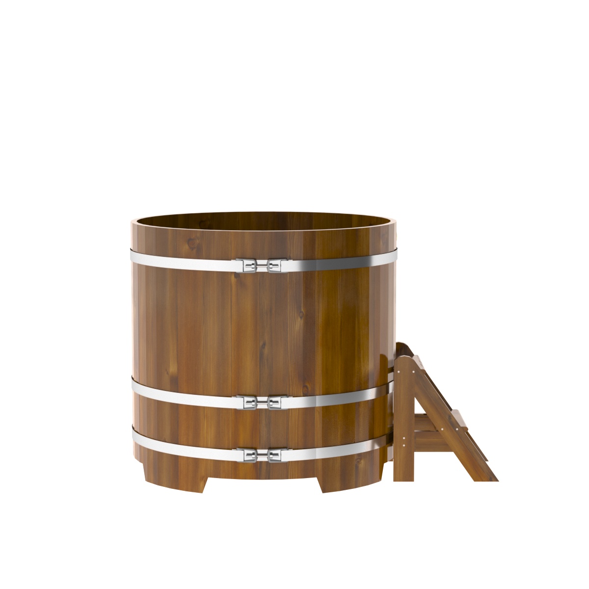 2224 Купель круглая из лиственницы Рустик d=1,17х1,1 морёная Alyarus  - Вид №3