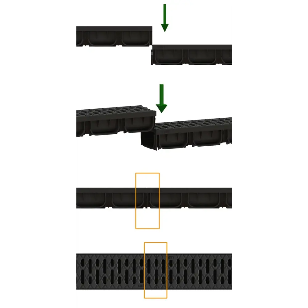 Лоток Standartpark Spark 2 пластиковый 1000x125x70 мм с пластиковой решеткой класса А15 STLM-2018507 - Вид №4