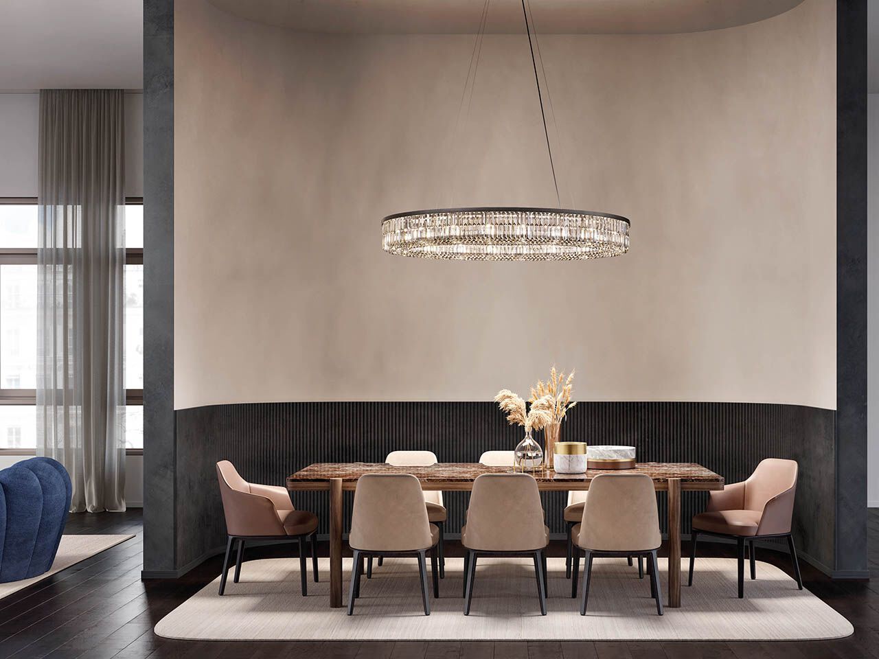 Окрашенный металлический подвесной светильник с кристаллами Masiero палладий ARCH-00039894