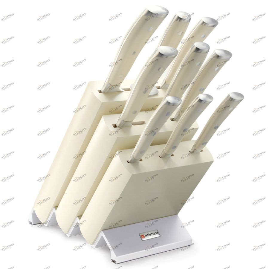 Набор кухонных ножей Ikon Cream White на деревянной подставке. 9 шт WUESTHOF W9874