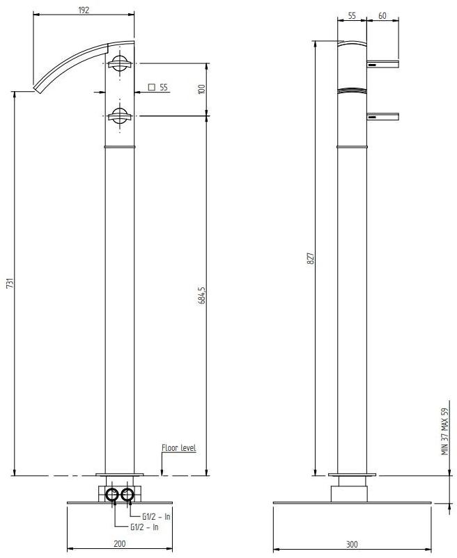 ZAZZERI Смеситель для ванны однорычажный напольный Moon sun-id-1461001 - Вид №1