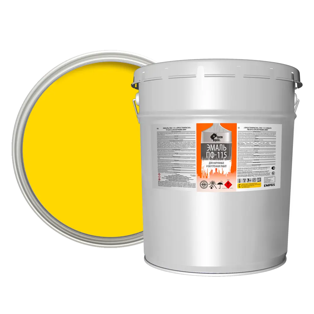 Эмаль Простокраска ПФ-115 полуматовая цвет желтый 20 кг STLM-2126660