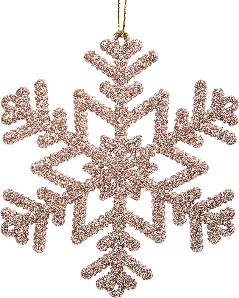 87036493 Елочная игрушка Снежинка блестящая 10.3x9 цвет розовый STLM-0965401