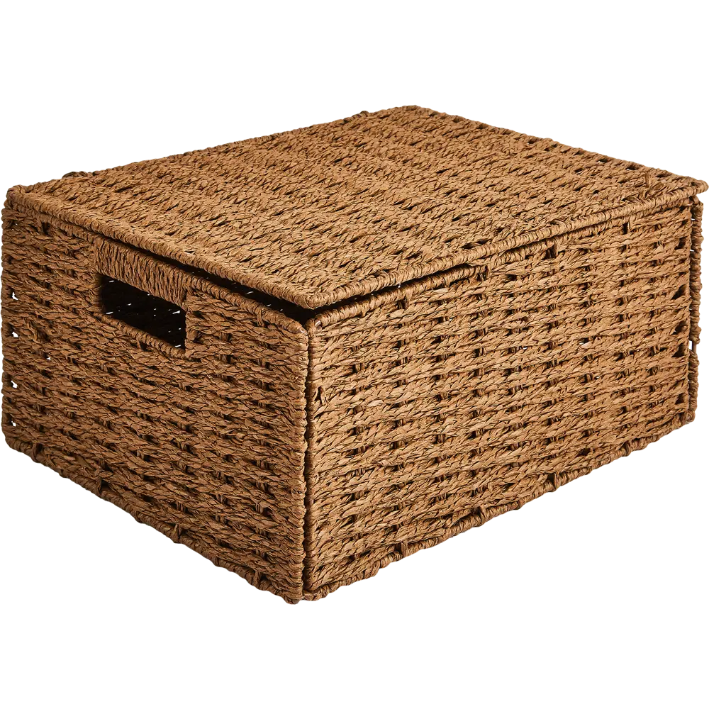 Корзина с крышкой для хранения 38x18x28 см бумага цвет коричневый 89344353 STLM-2209458 SPACEO Kub - Вид №1