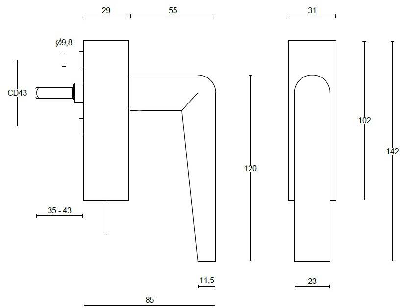 Formani Оконная ручка с ключом пвд черный сатин Inc sun-id-1376857 - Вид №2