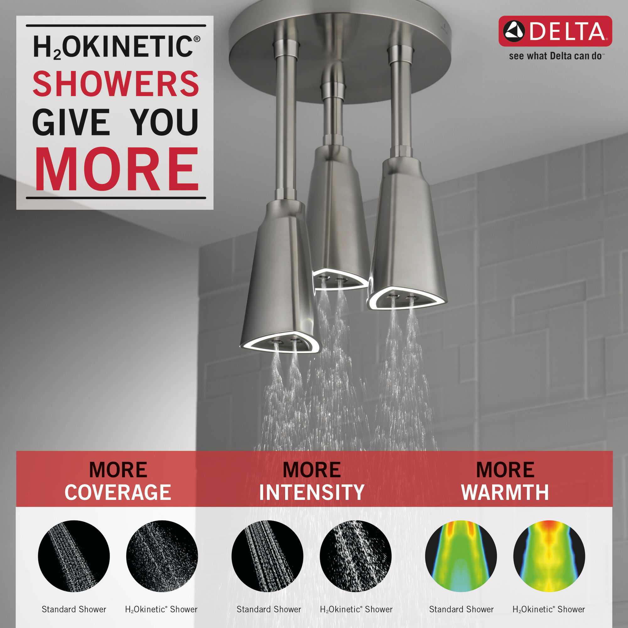 57140-SS25-L Подвесная душевая лейка Raincan со светодиодной подсветкой H2Okinetic® Delta Faucet Universal Showering Нержавеющая сталь  - Вид №1