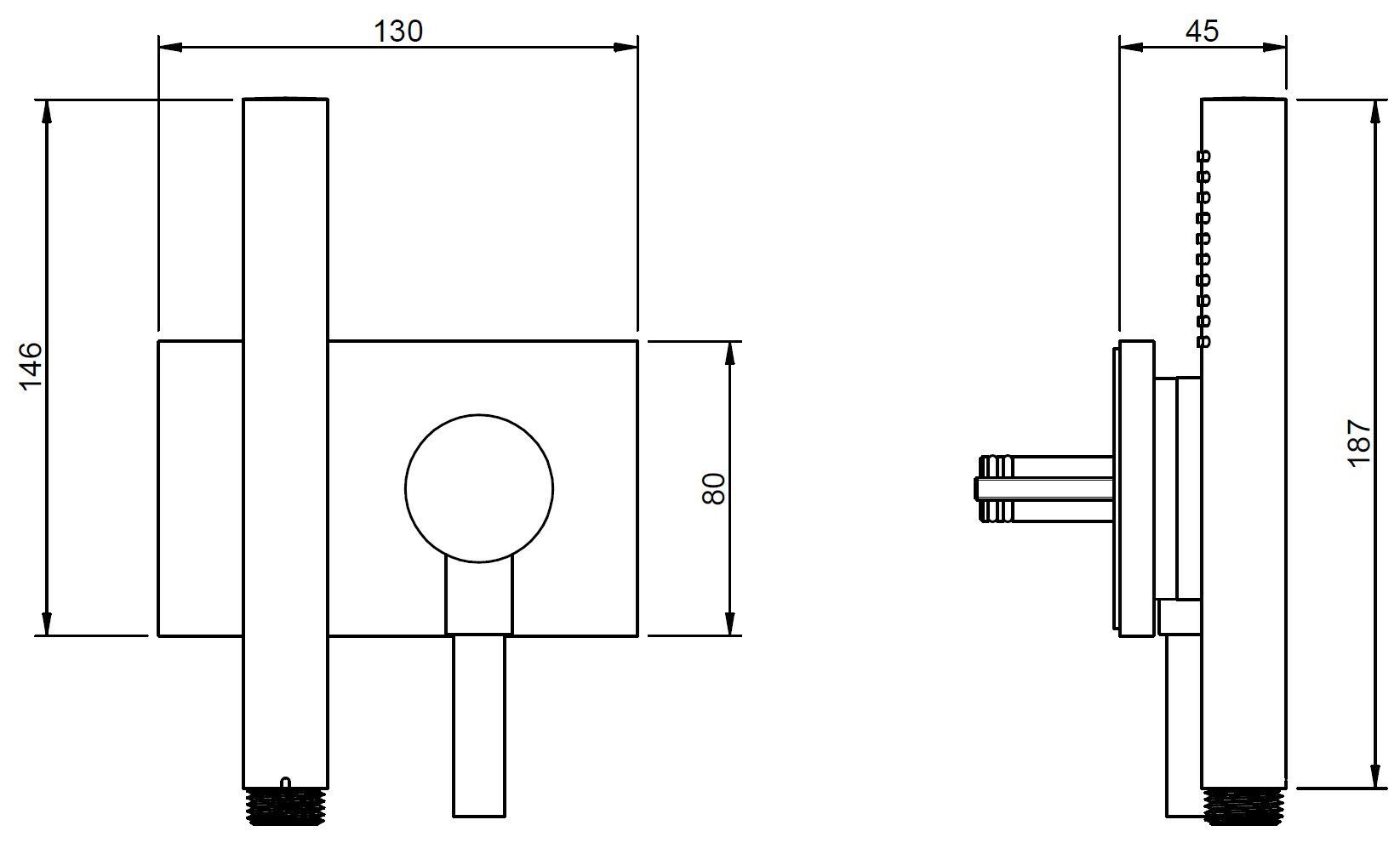 Настенный ручной душ с пластиной Rubinetterie Treemme W-SMART RWIT 2BF6 ARCH-00121024 - Вид №3