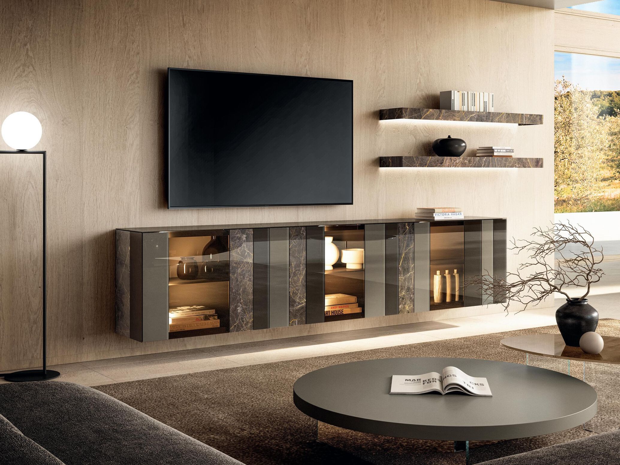 Оборудованная стена установленная стеклянная стена с интегрированным освещением Lago N. O. W ARCH-00045736 - Вид №1