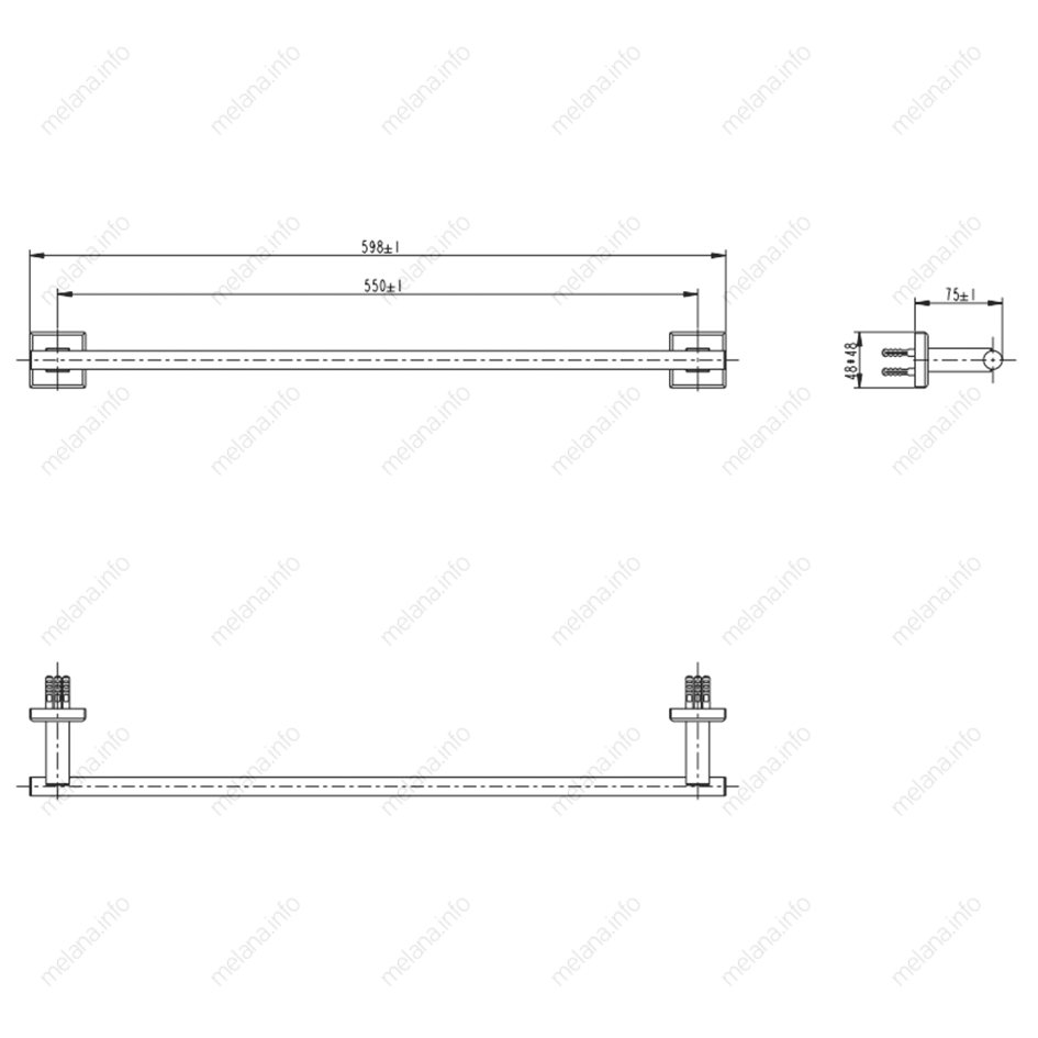 Штанга для полотенец MELANA сатин хром MLN-862001 862 серия - Вид №1
