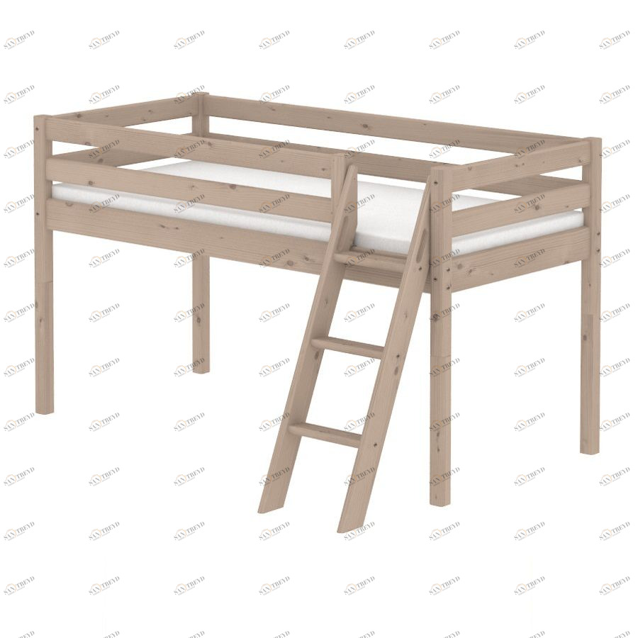 Кровать Flexa Classic с наклонной лестницей, коричневая, 200 см 90103081101