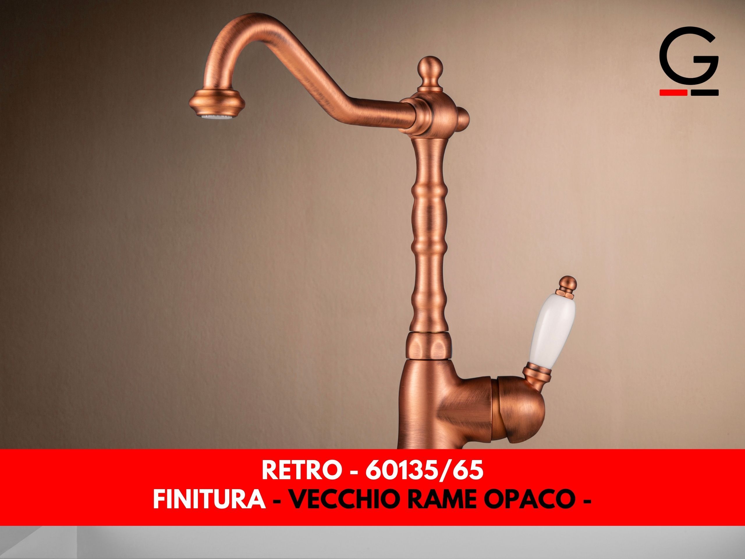 Однорычажный смеситель для кухни с поворотным изливом GATTONI ретро ARCH-00123040 - Вид №1