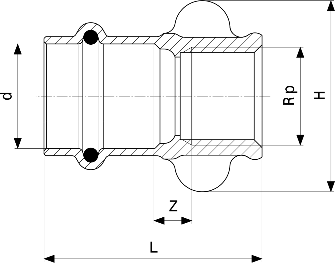 346 454 Модель 2612 Трубопроводные системы  Profipress G  Переходники/​переходные угольники Santreyd  - Вид №3