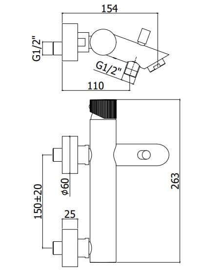 Наружная настенная ванна или смеситель для душа RUBINETTERIA PAFFONI Jo ARCH-00018835 - Вид №2