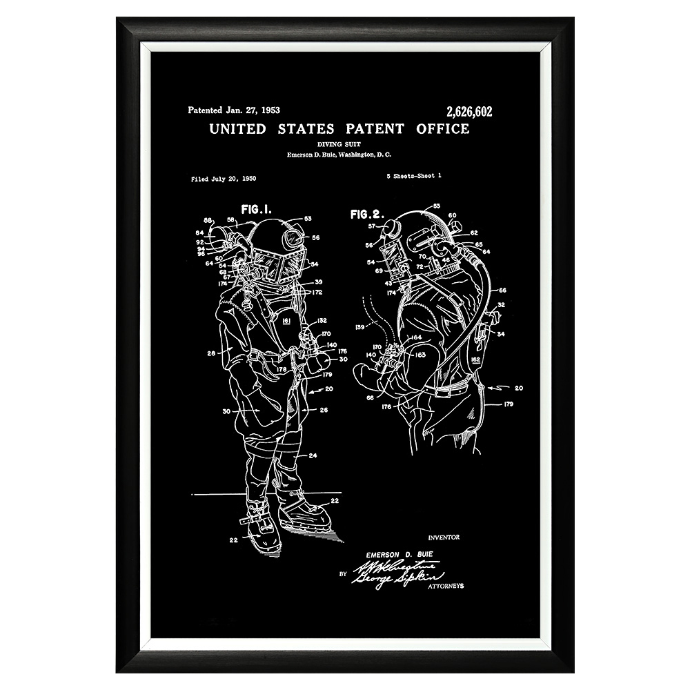 896521321_1818 Арт-постер «Патент на водолазный скафандр, 1953» Object Desire 