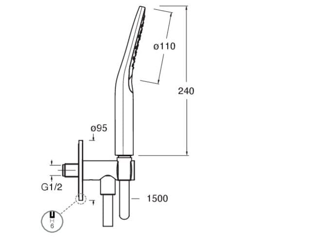 Настенный ручной душ с держателем с системой защиты от накипи CRISTINA Rubinetterie дополнения для душа / ванны / умывальника-Shower &amp ARCH-00102629 - Вид №2