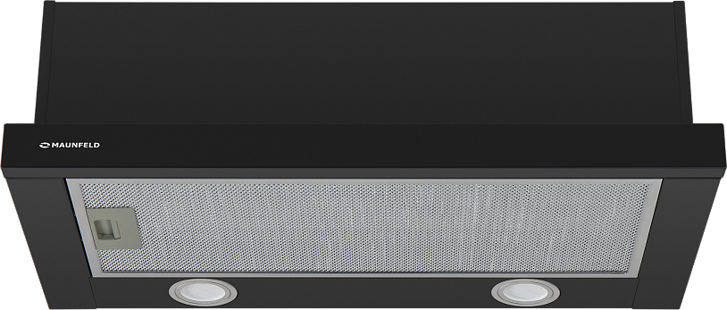 VS LIGHT 50 BLACK Вытяжка vs light 50 черный/ • тип: встраиваемая • цвет: черный • управление: колыбельное • ширина, мм: 500 • полная потребляемая мощность, вт: 140• количество скоростей: 2 • максимальная производительность, м3/ч: 480• диаметр воздуховода Santreyd  - Вид №1