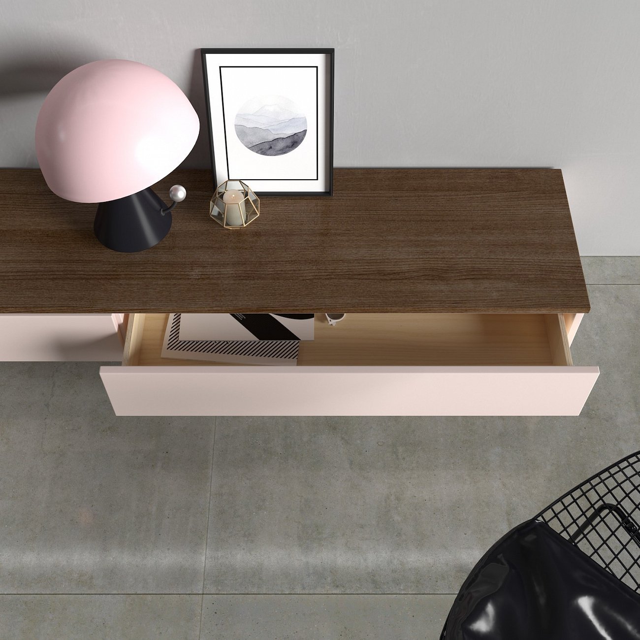 Тумба под телевизор с ящиками серо-коричневая 180 см Low BRAGIN DESIGN  00-3879358 Коричневый;серый  - Вид №2