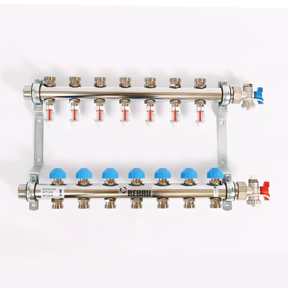 Коллекторная группа с расходомерами Rehau HKV-D 1"x3/4" 7 выходов нержавеющая сталь 83629333 STLM-2180842 