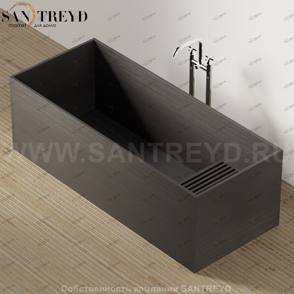 Ванна свободностоящая WOODLINE V темный дуб Agape AVAS0909RW