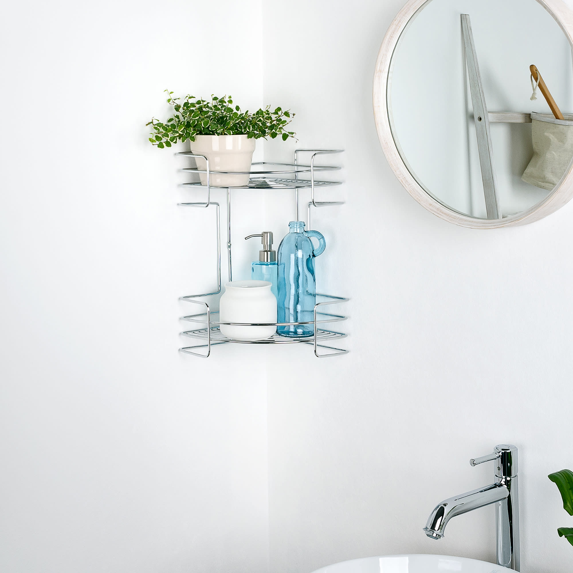 82484985 Полка двухъярусная угловая 23х23х38 см цвет хром Новые горизонты Santreyd  - Вид №4