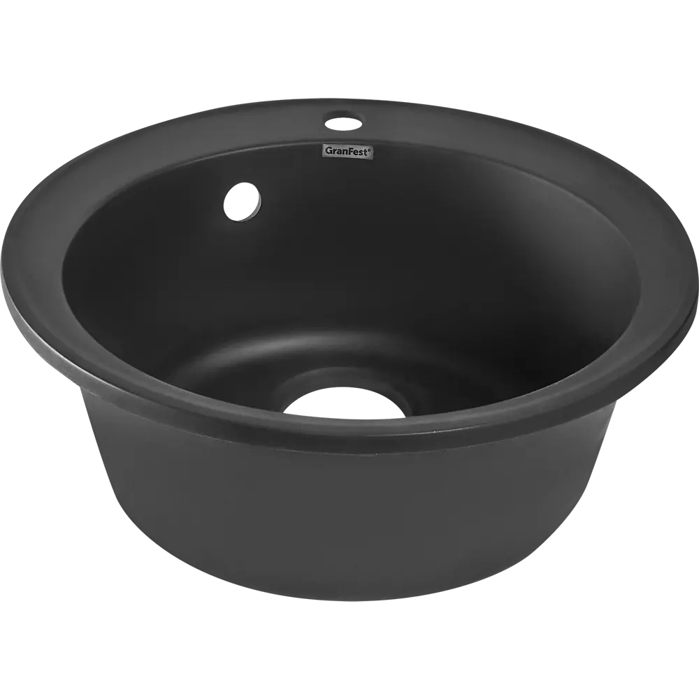 Кухонная мойка GRANFEST Quarz GF-Z-08 чёрная круглая 85226449 STLM-0060142 - Вид №3