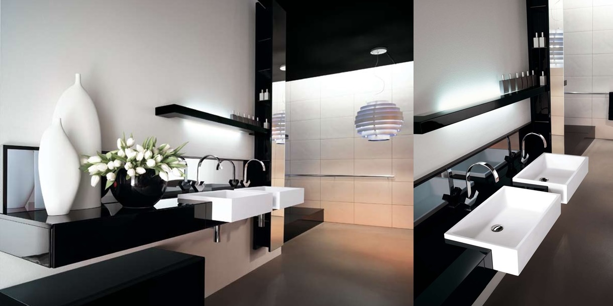 Комбинация ванной комнаты KU 53 в отделке Ska MillTek / G87 Nero / L68 Nero lucido MILLDUE KUBIK KUBIK53 - Вид №2