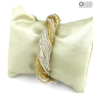 3699 ORIGINALMURANOGLASS Золотистый многониточный браслет - муранское стекло OMG 18 см