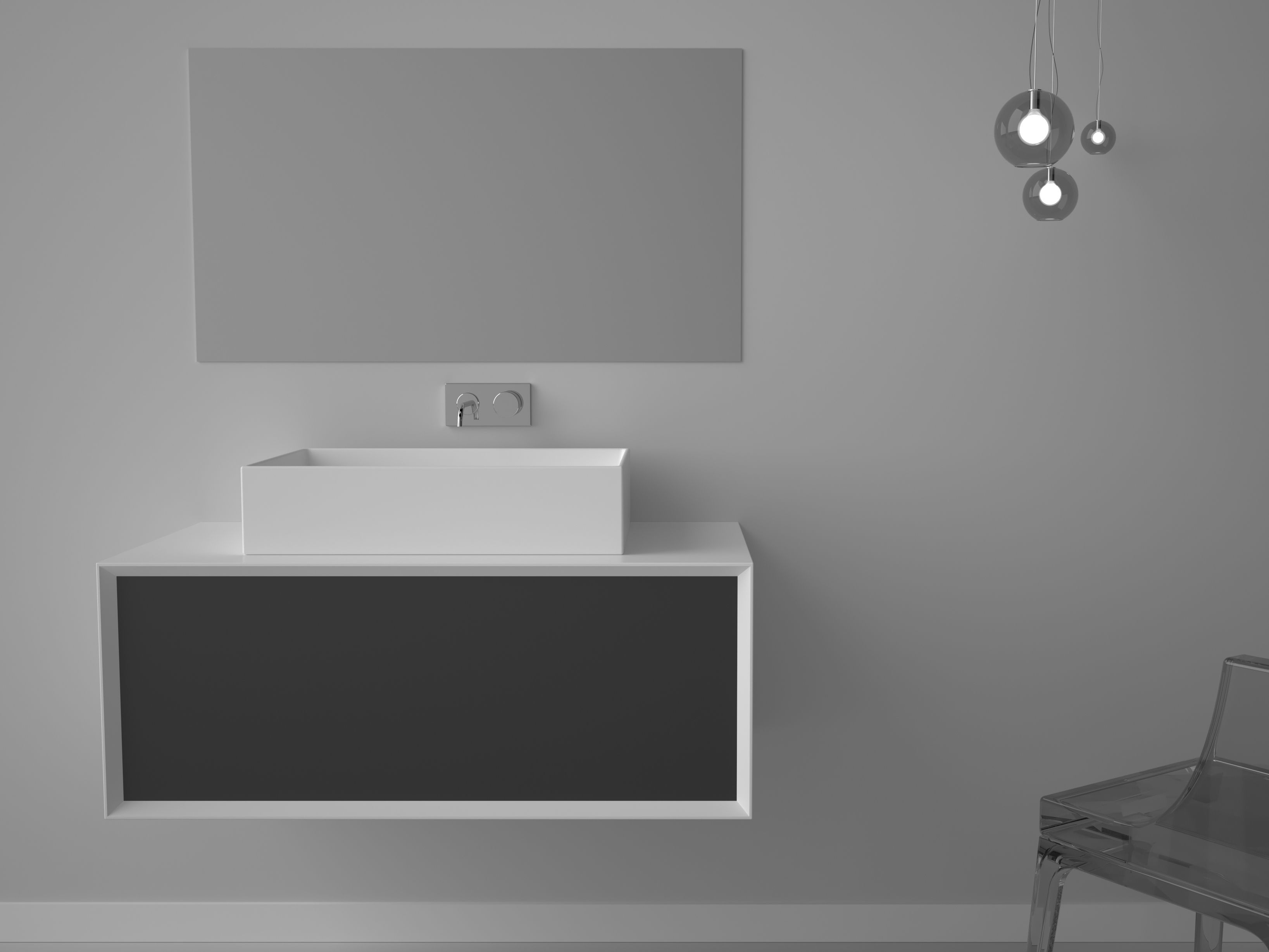 Подвесной шкаф для умывальника из МДФ с столешницей из смолы и ящиками GSG Ceramic Design Милан ARCH-00076853