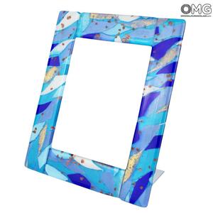 3157 ORIGINALMURANOGLASS Фоторамка Нюанс - синяя - Original Murano Glass OMG 5 см