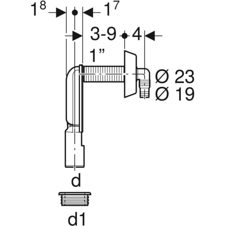 152.235.11.1 Внутристенный сифон Geberit для приборов, со сливным фитингом Geberit  - Вид №3