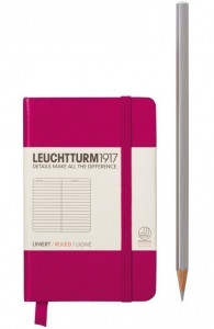 367505 Блокнот Mini, 84 листа, в линейку, 7 х 11 см, бордо Leuchtturm 1917