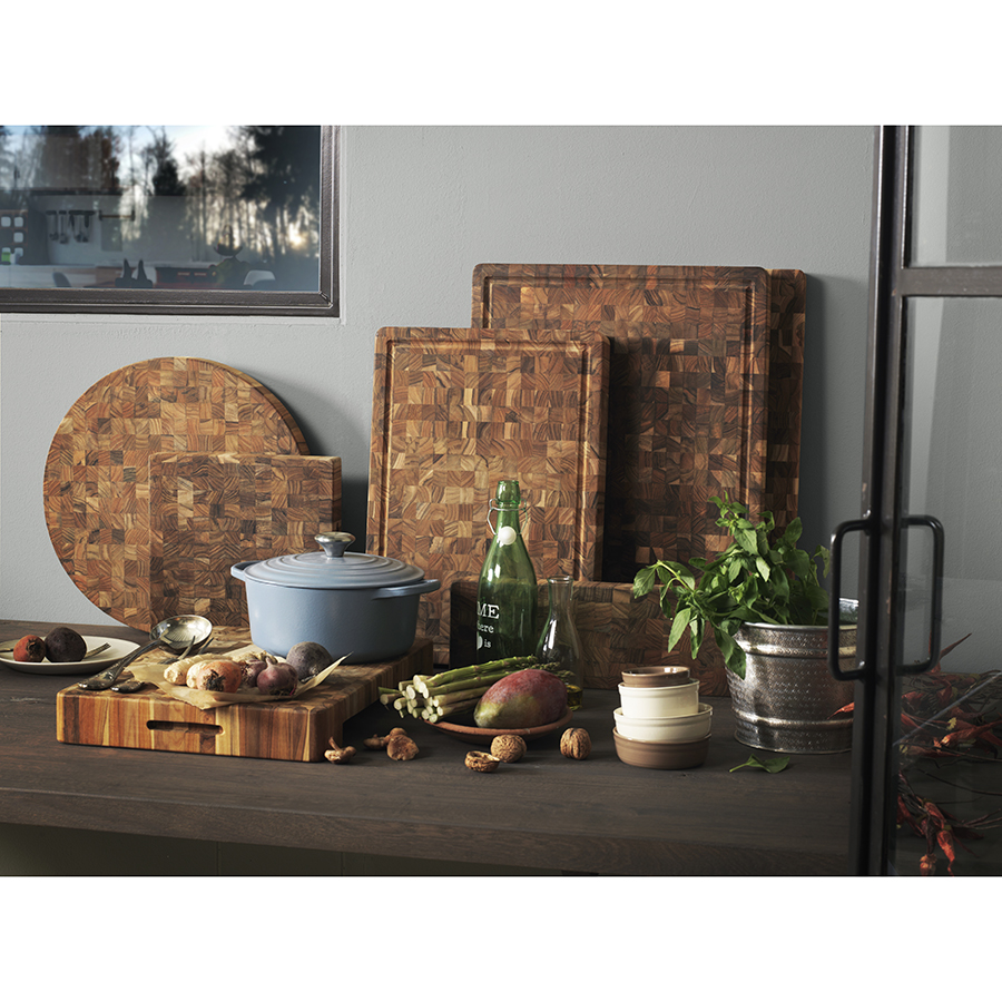 TH333 Доска разделочная торцевая butcher block с желобом для сока 61х46 см TEAKHAUS  - Вид №1