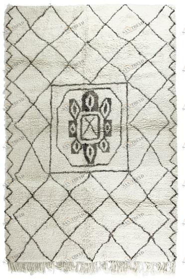 AFOLKI Прямоугольный шерстяной коврик с геометрическими мотивами Beni ourain Taa1114be