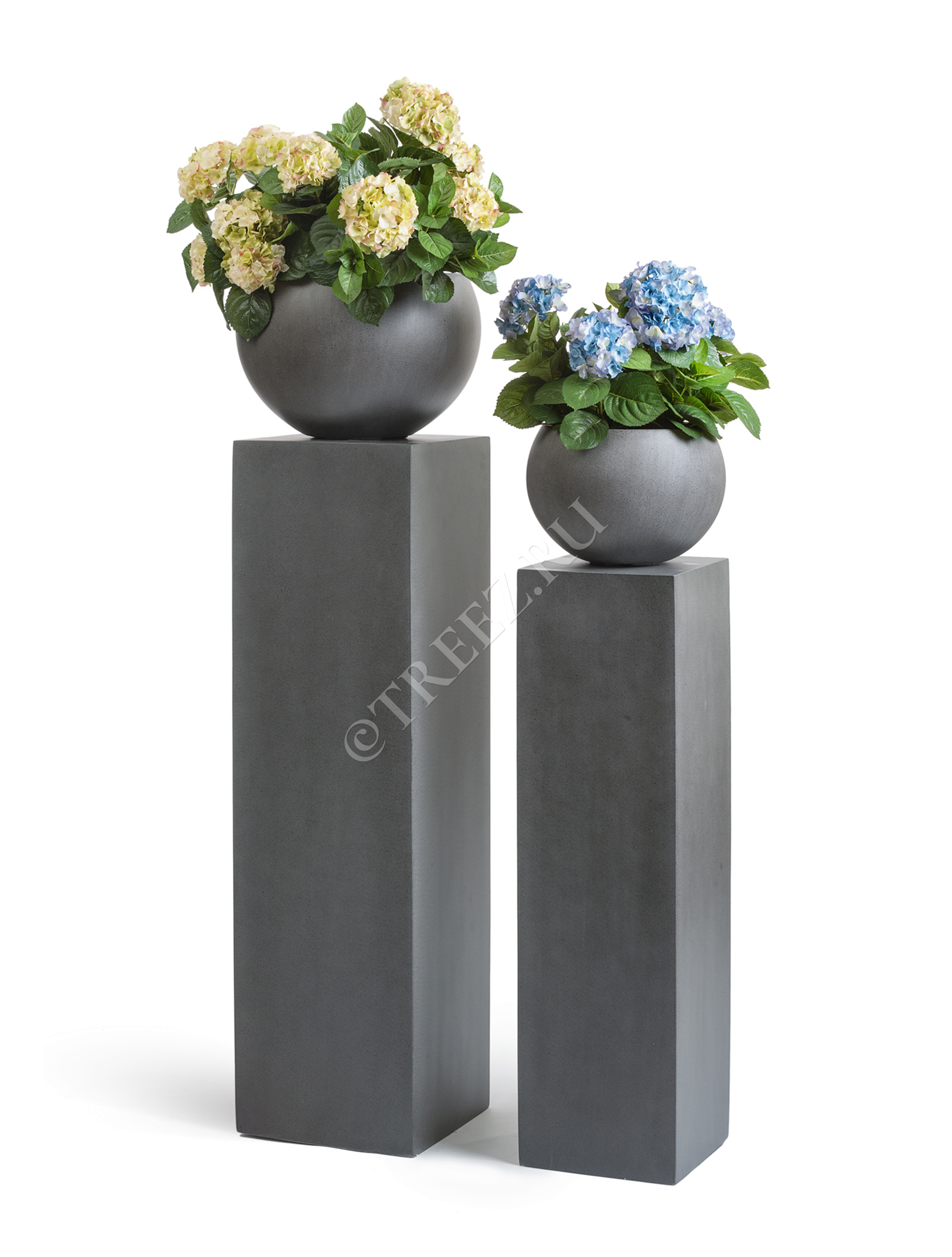 41.3317-02-007-GR-120 Кашпо  Effectory - серия Beton - Колонна - Тёмно-серый бетон Цветочная коллекция  - Вид №4