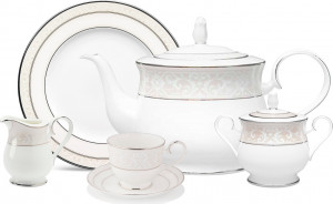 10655248 Noritake Сервиз чайный Noritake "Монтвейл, платиновый кант" на 4 персоны 15 предметов Фарфор костяной
