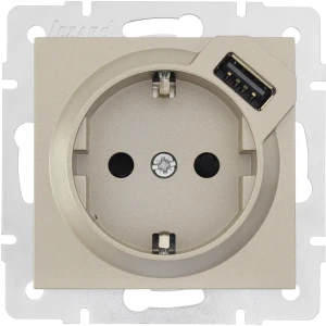 Розетка Lezard Vesna с USB-портом и заземлением, цвет титан 87103769