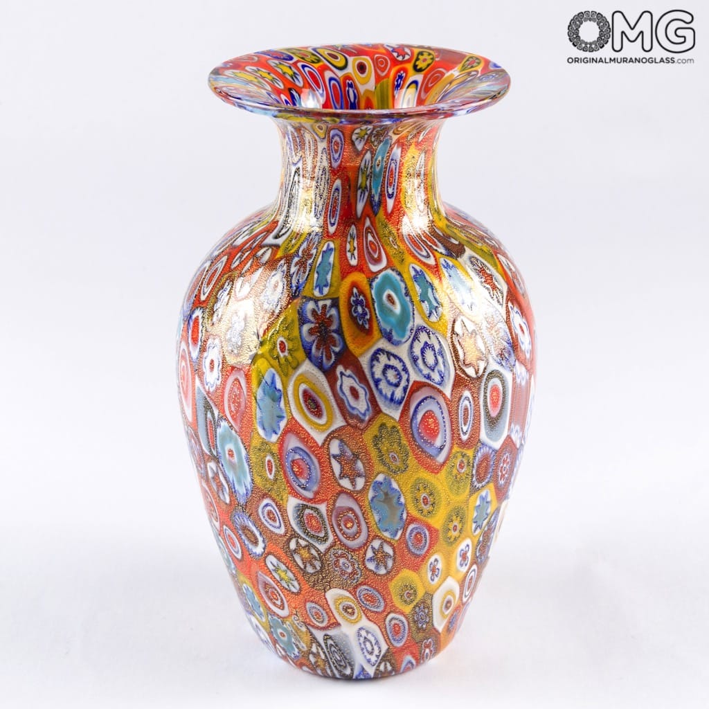 2447 ORIGINALMURANOGLASS Ваза миллефиори из муранского стекла - Original Murano Glass OMG 11 см  - Вид №1