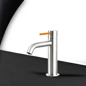 Смеситель для раковины сталь глянцевая с оранжевой ручкой Toki Radomonte TKS1LCIL14