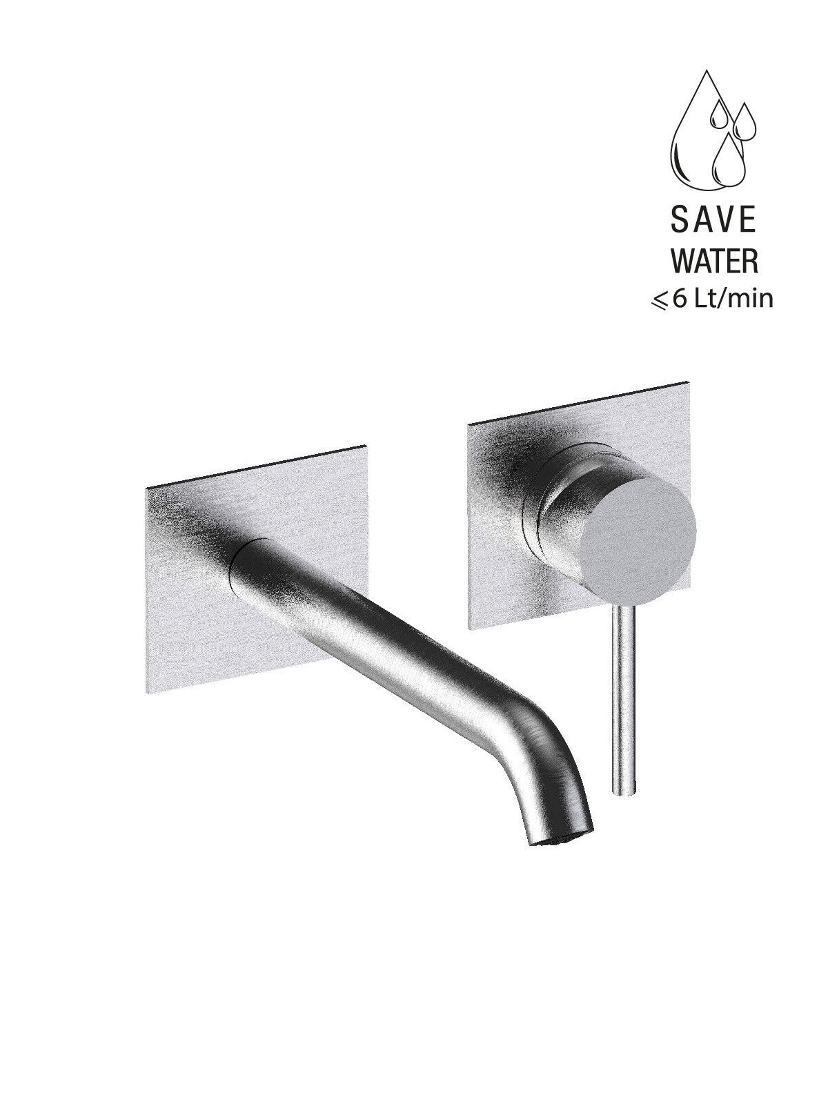 Однорычажный настенный смеситель для раковины из нержавеющей стали с 2 отверстиями Rubinetterie Frattini Pepe XL 316 ARCH-00090404 - Вид №10