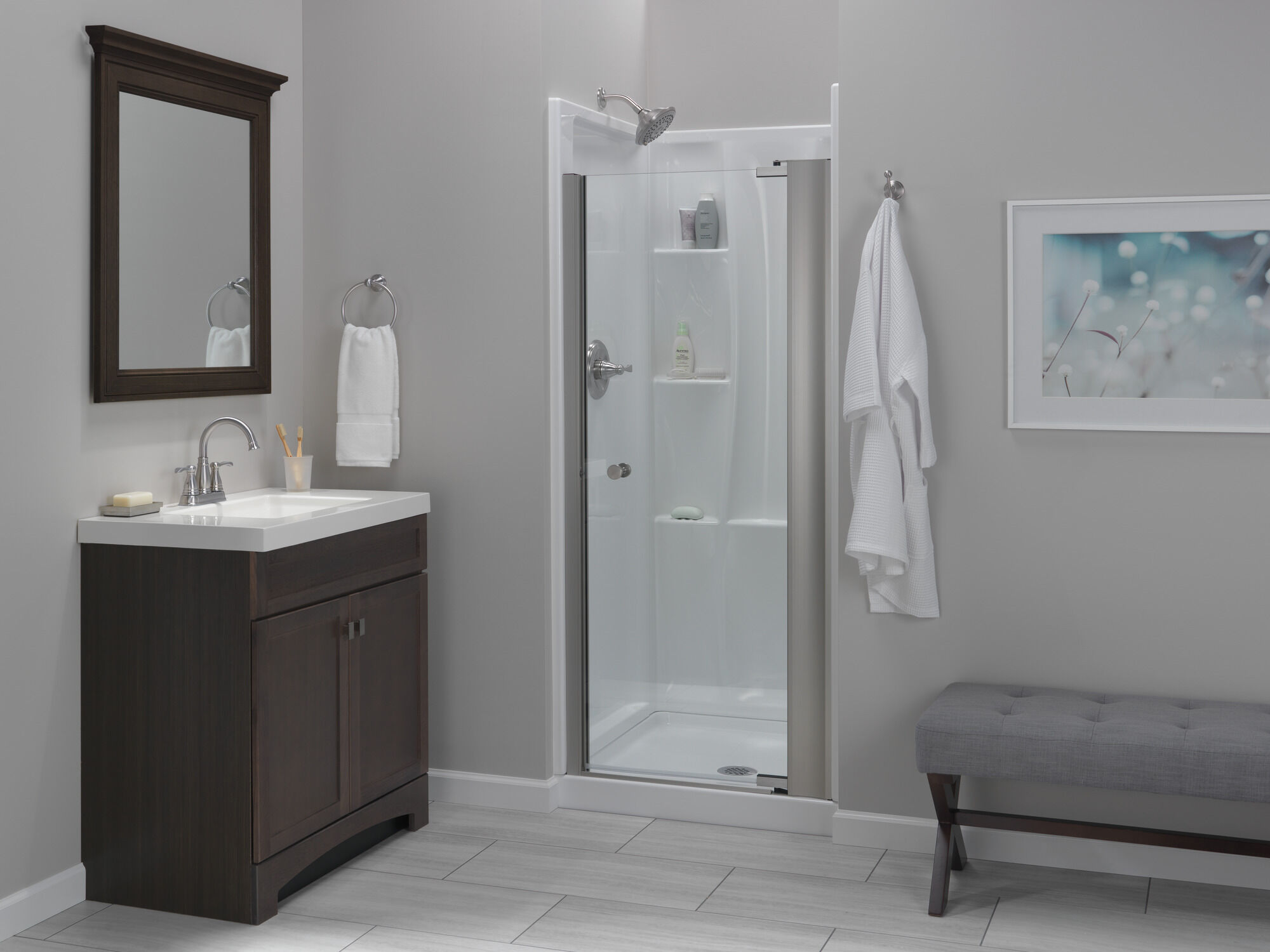 Настенная душевая кабина Classic 400 32 x 32 дюйма Delta Faucet B78910-3232-WH - Вид №4