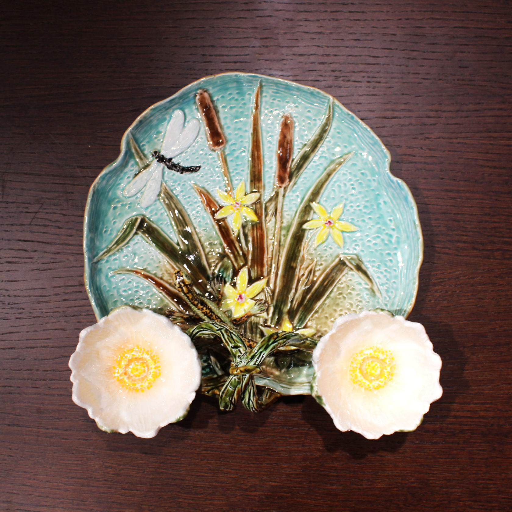 Блюдо для закусок (с двумя кувшинками) Серо-зеленый PROVANSFAIENCE sun-id-994585 - Вид №12