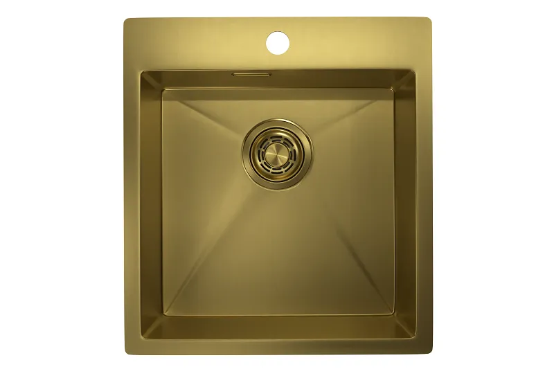 4600, ЗОЛОТО САТИН, стальная кухонная мойка GRANULA 4600-ST327 - Вид №1