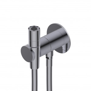 72J022 Ручной распылитель для унитаза с гибким шлангом 1500 мм и патрубком для воды с подставкой для ручного душа и регулятором потока Ritmonio DOT316 Round